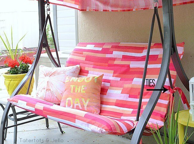 MAKEOVER IDEAS PATIO SWING WITH CANOPY CHANGE FABRIC