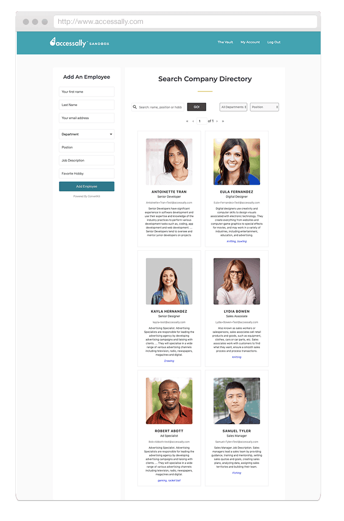 Web Browser Mockup_CompanyDirectory Screenshot of a company directory example