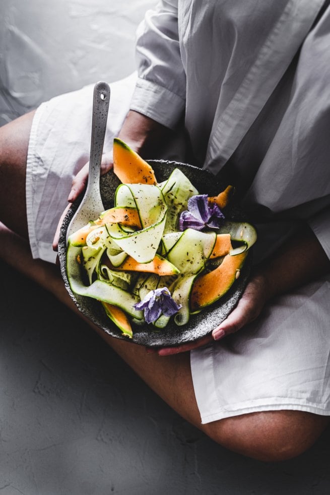 Melonen mit Gurken Salat