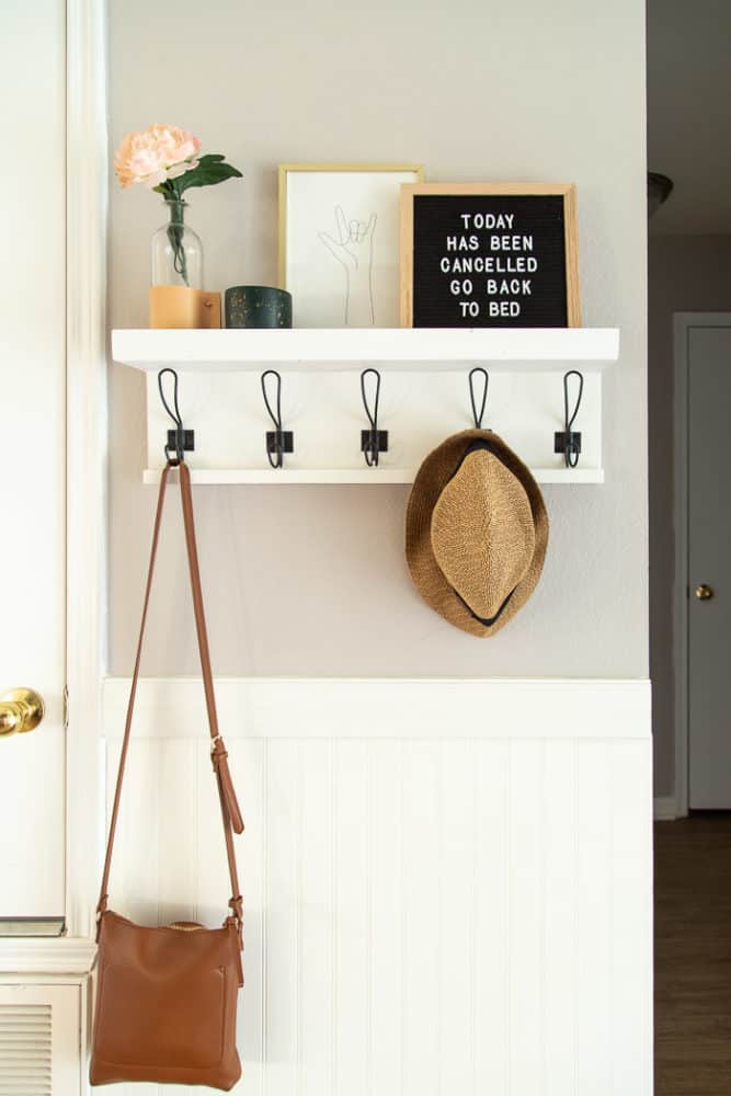 Diy Entry Shelf With Hooks One Hour Build Love Renovations