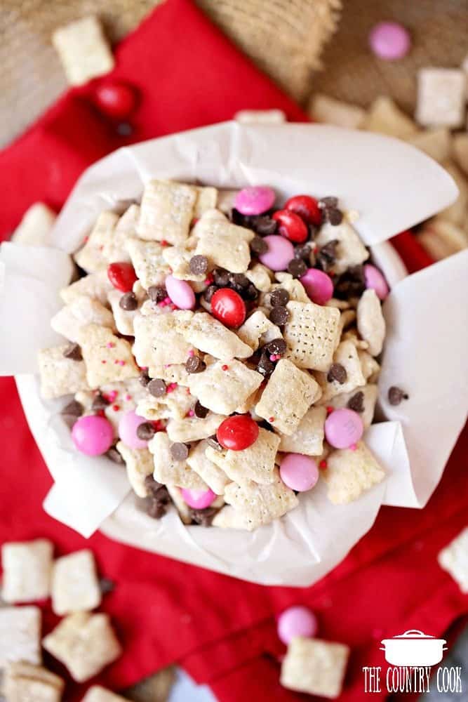 Valentine's Day Muddy Buddy Chex Mix - The Country Cook