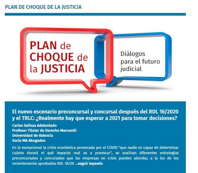 DIARIO LA LEY: NUEVO ESCENARIO PRECONCURSAL Y CONCURSAL DESPUÉS DEL RDL 16/2020 Y EL TRLC: ¿REALMENTE HAY QUE ESPERAR A 2021 PARA TOMAR DECISIONES?