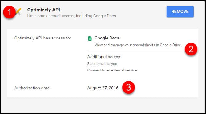 Old Google connected app.