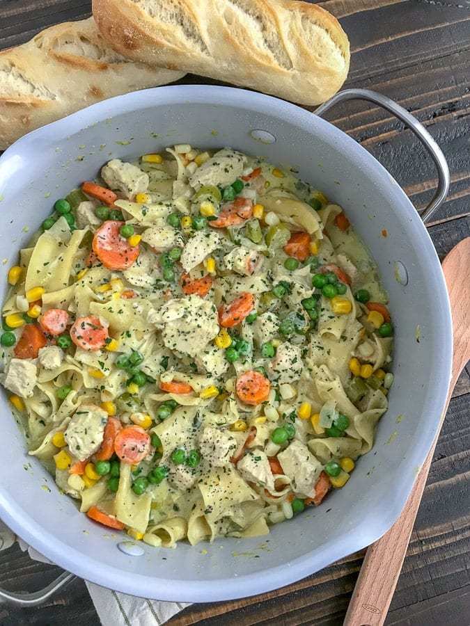 Easy One Pot Creamy Chicken and Noodles | With Peanut Butter on Top