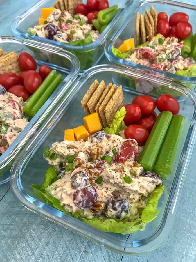 Healthy Garden Chicken Salad Meal Prep | With Peanut Butter on Top