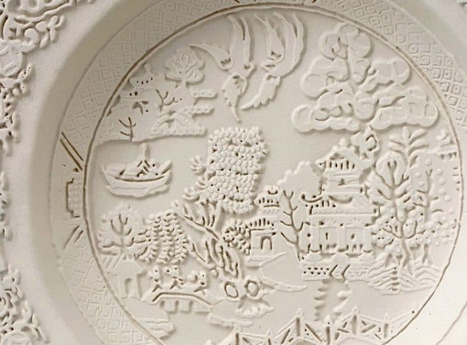Repurposed Antique Dishware Sandblasted Into Bas-Relief Sculptures by Caroline Slotte 1 Sculptures by Caroline Slotte