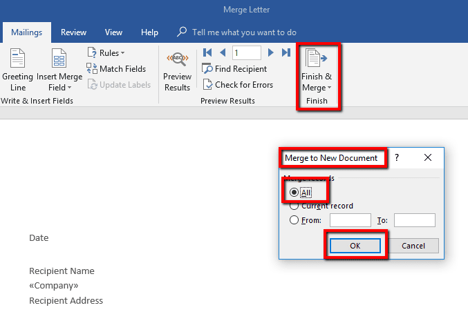 merging excel addresses word mailings