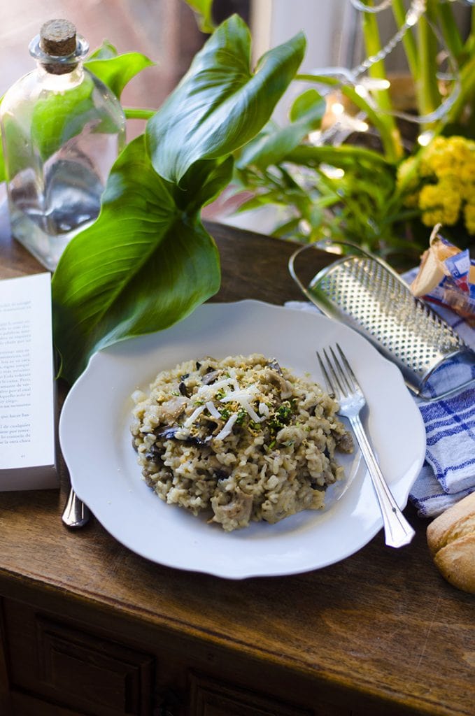 Risotto vegano de setas: sin queso, sin mantequilla. Risotto vegano de setas: sin queso, sin mantequilla.