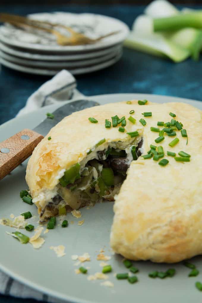 Leek Mushroom Cheese Stuffed Puff Pastry » The Thirsty Feast