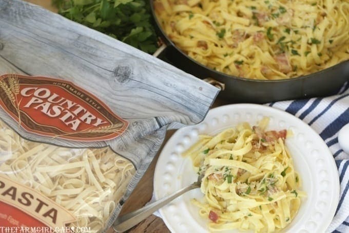 Eggs, bacon and parmesan team up to create an out of this world Pasta Carbonara. This easy recipe is perfect for a quick weeknight meal.