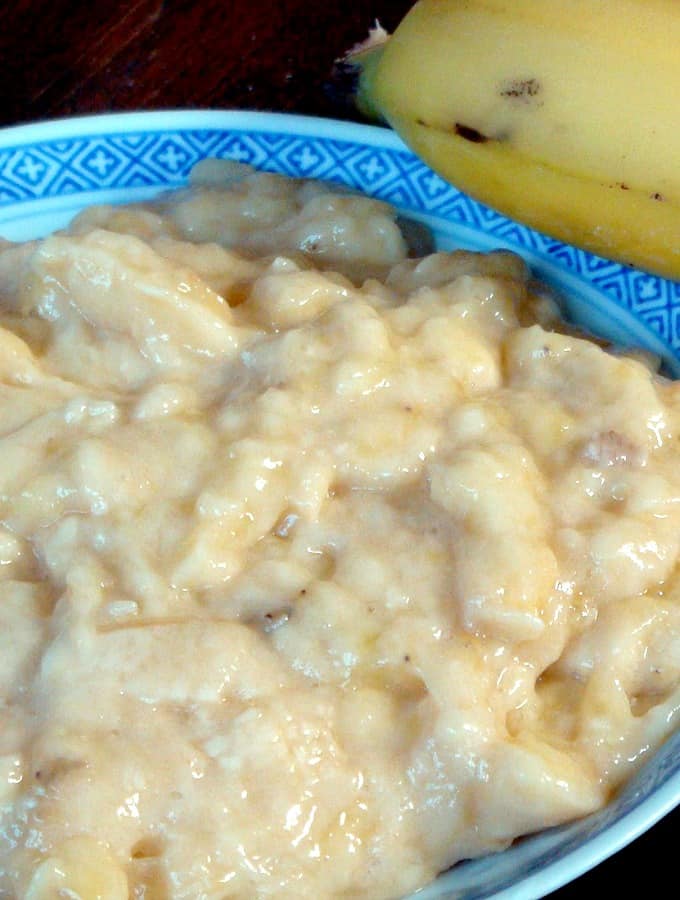 The BEST Banana Walnut Loaf Pound Cake showing mashed banana consistency