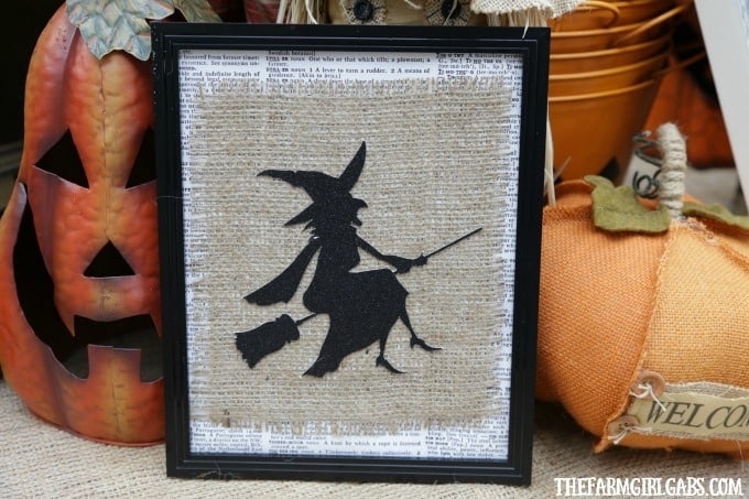 Framed Burlap Witch Art The Farm Girl Gabs