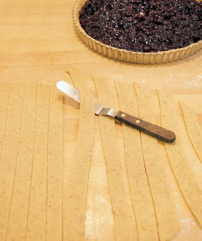 Making lattice top for Cranberry Linzer Tart