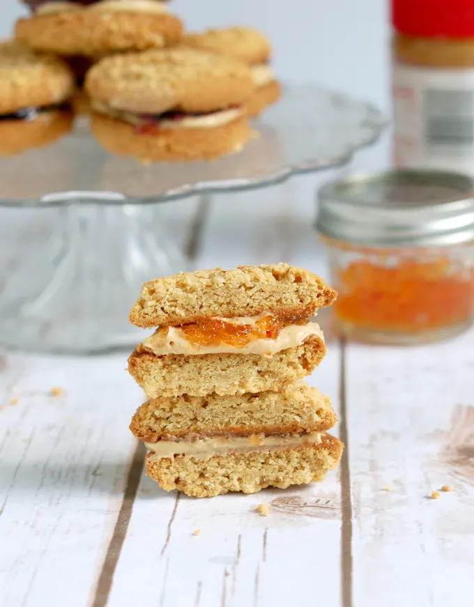 Peanut butter & jelly sandwich cookie with hot pepper jelly
