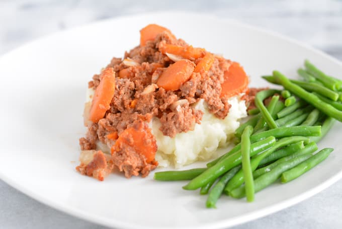 Beef with Carrot Casserole: 4 Ingredients and costs under $3 per serving. Rich in iron, vitamin A and C.