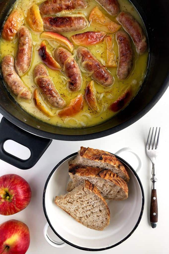 Super easy Sausage Apple and Cider Casserole in the Remoska
