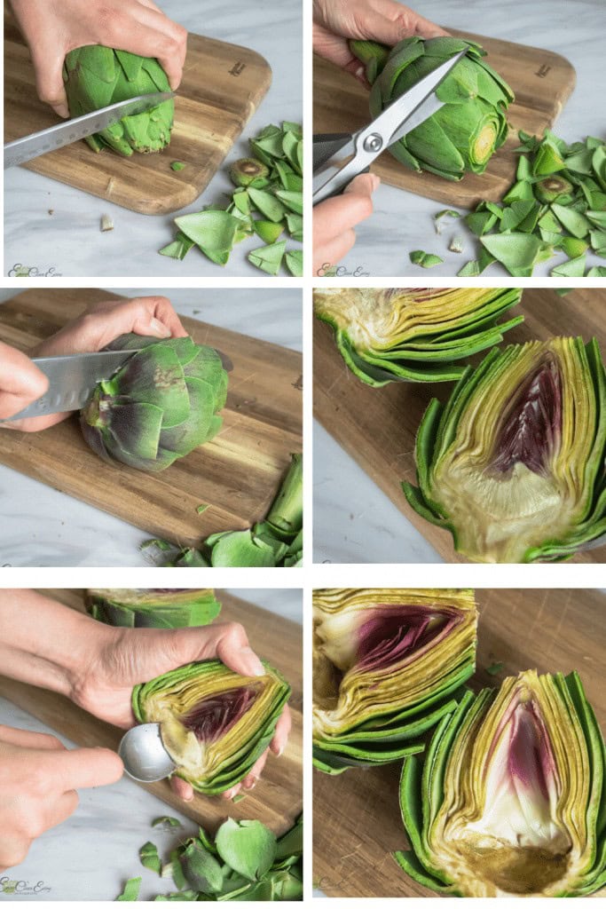 trim and clean artichokes