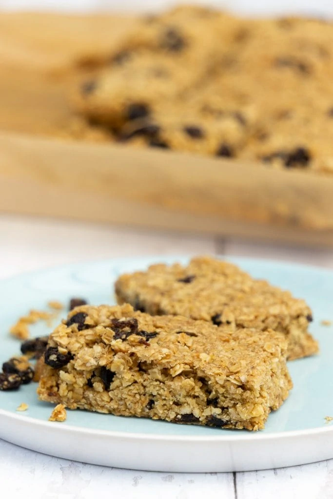 Raisin and Sultana Flapjacks on a plate