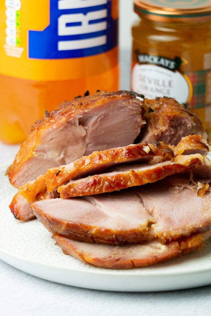 Irn Bru Glazed Ham on a plate