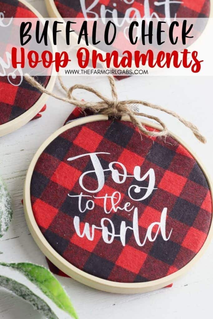 Homemade Christmas ornaments add a special touch to your tree. Add a farmhouse flair and make some Buffalo Plaid Hoop Ornaments. It's an easy Cricut Christmas craft.
