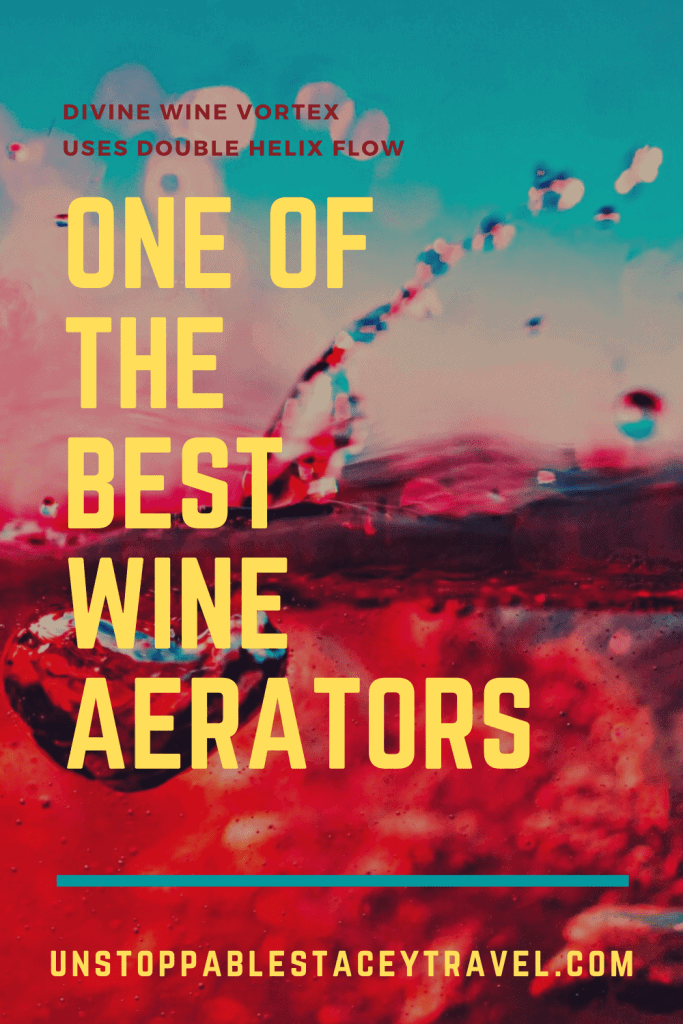 PIN THIS: close up of wine swirling and splashing with text reading "One of the best wine aerators