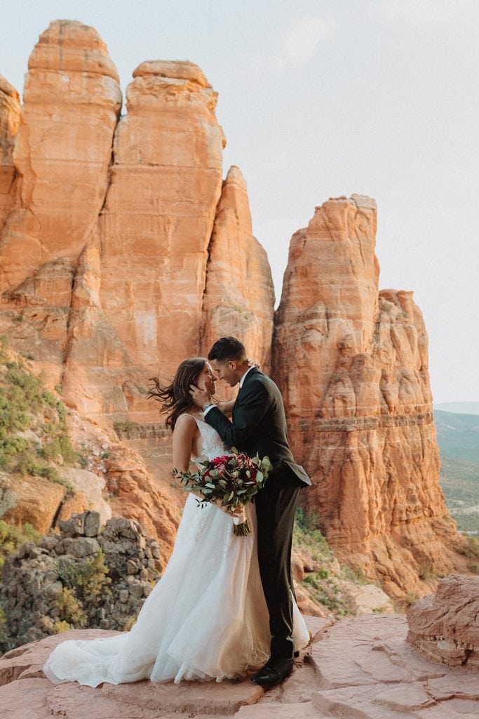 Image of a couple eloping in the desert and photographed by Alexa Ann, Seattle Elopement Photographer.