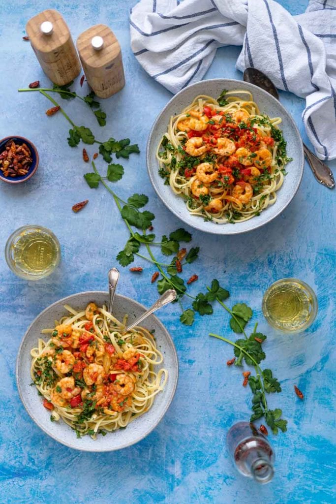 Linguine mit Piri Piri-Garnelen