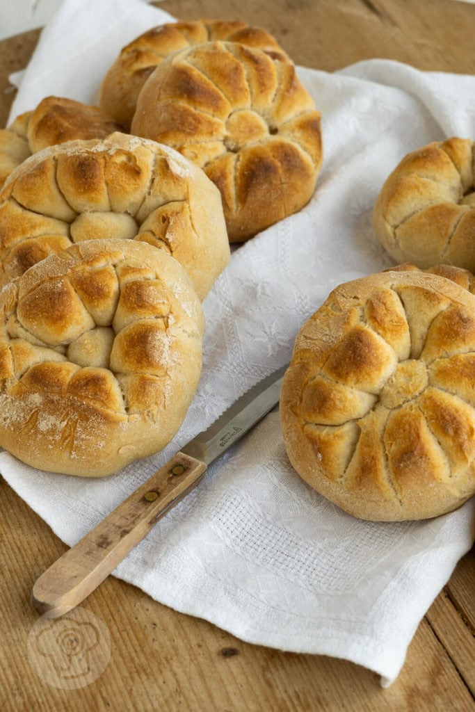 Rosette Soffiate - aufgeblasene Brötchen 3 Leckere Frühstücksbrötchen aus Dinkel. Typische italienische Brötchen mit einer raffinierten Form: Rosette Soffiate Küchentraum & Purzelbaum | #brötchen | #backen | #dinkel