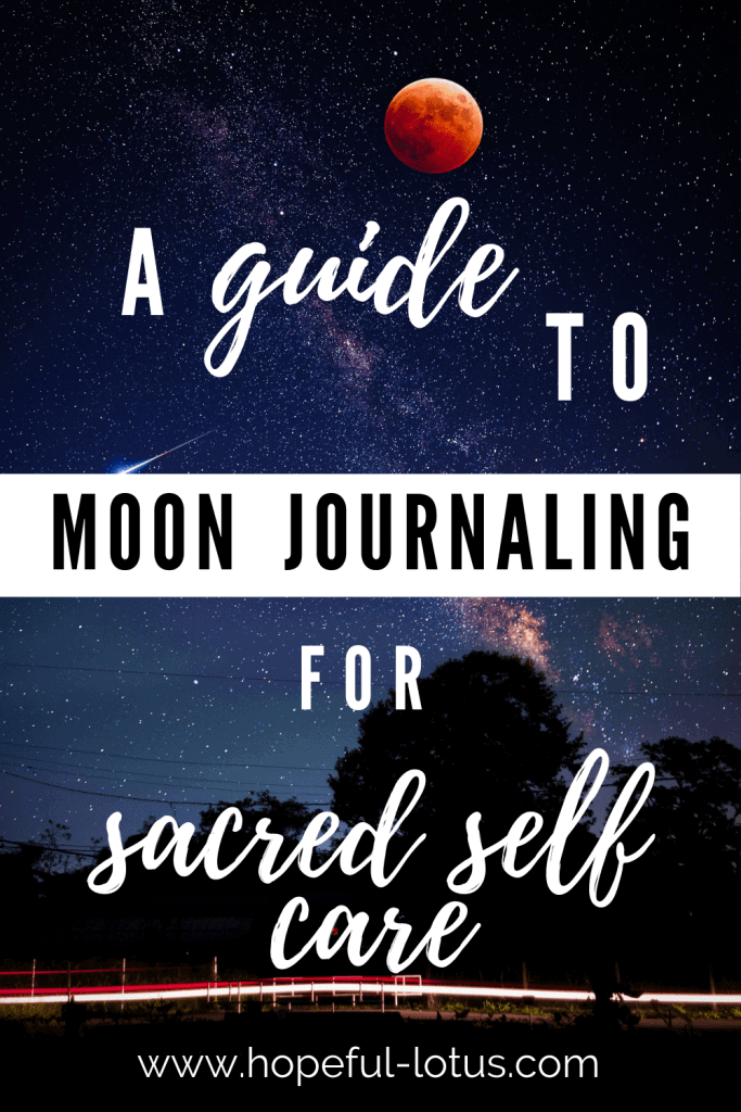 Are you looking to get more connected to the power of the moon? This guide to moon journaling will give you all the moon journaling prompts and ideas you need to know to get started with this form of sacred self care. Complete with the best moon journals, lunar calendars and other moon journaling accessories! #moonology
