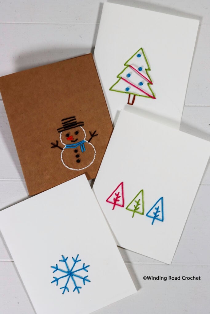 Just print the Embroidery Christmas cards template and quickly and easily make some handmade embroidered Christmas cards.