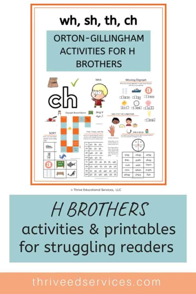 multisensory activities for h brothers digraphs thrive