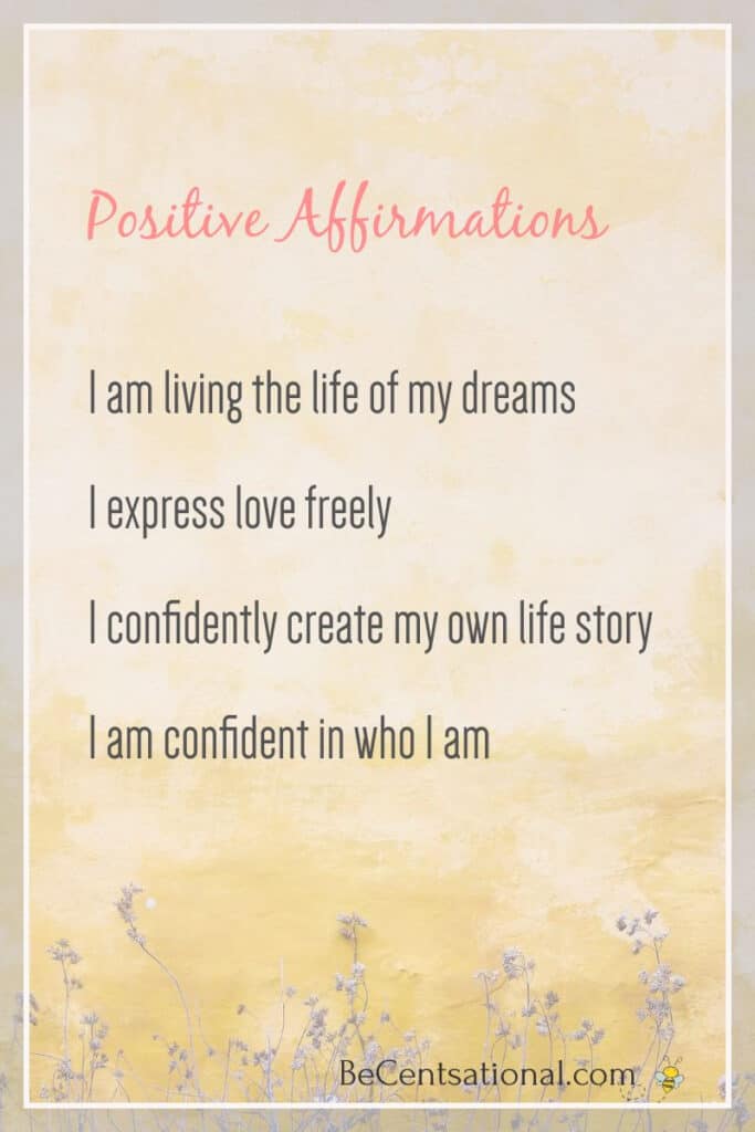A list of positive affirmation on a flower background