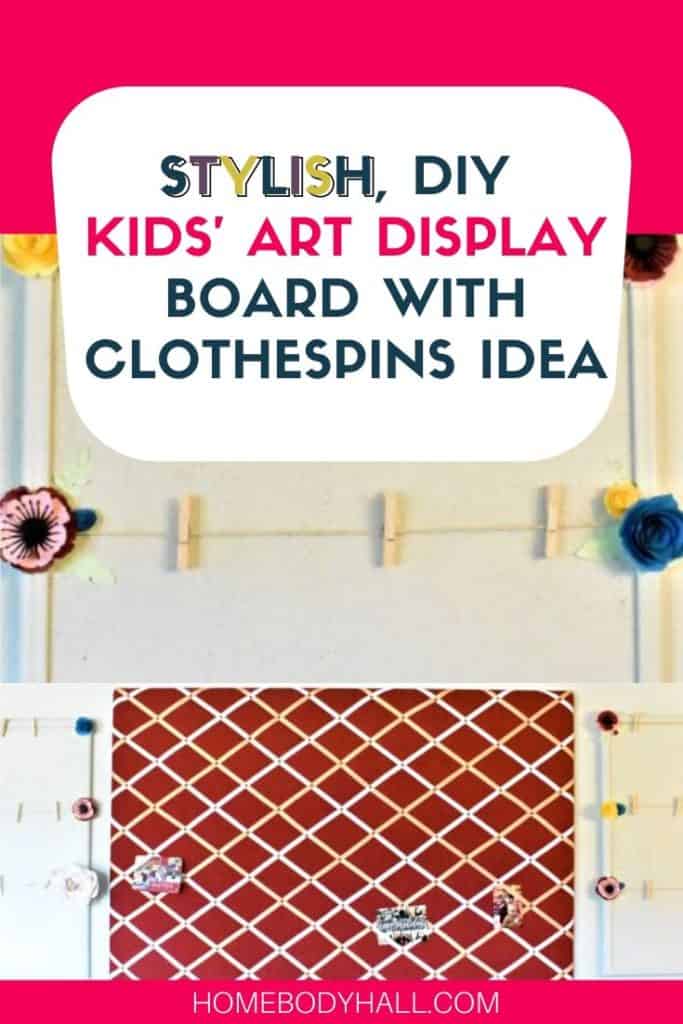 Stylish DIY Kids' Art Display Board with Clothespins Idea