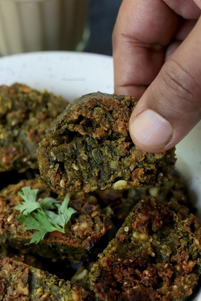 Kothimbir Vadi - Maharashtrian Snack recipe with Coriander Leaves and gram flour