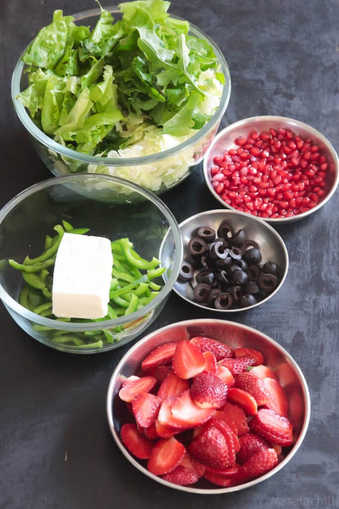 Ingredients for Strawberry Feta Arugula Salad