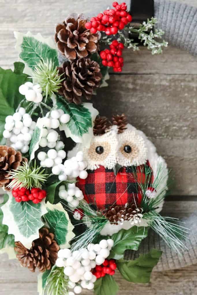 Upcycled Woodland Owl Christmas Wreath The Farm Girl Gabs