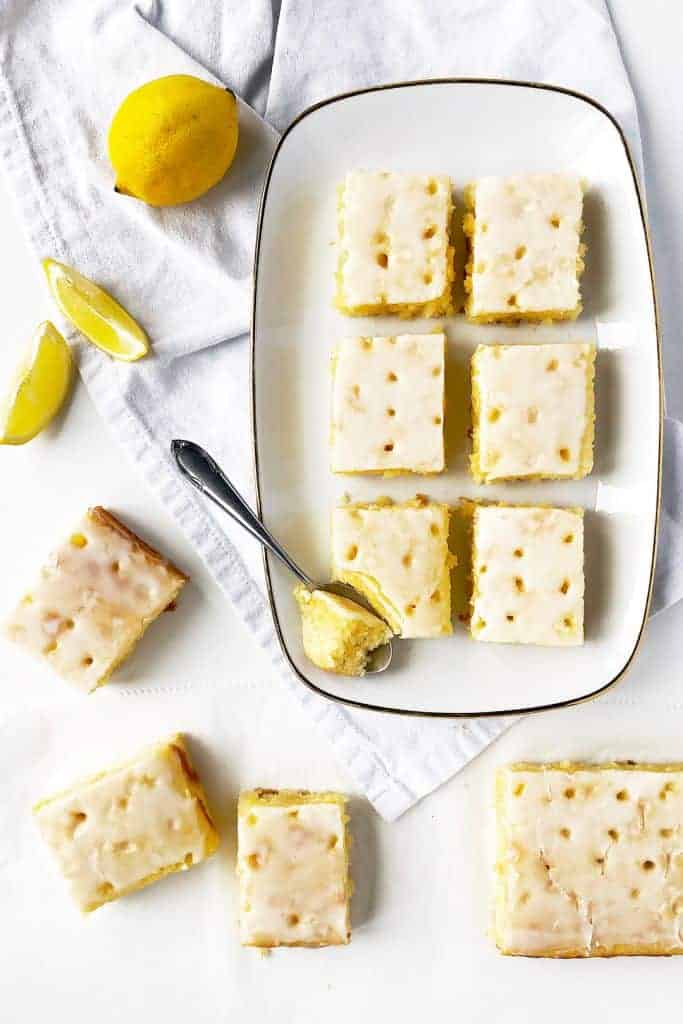 Easy Lemon Drizzle Tray Bake with Lemon Curd