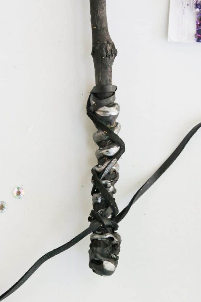 leather strips wrapped around stick