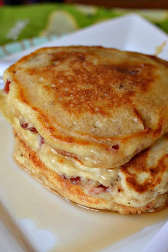 Buttermilk Bacon Pancakes with Cherry Whiskey Maple Syrup