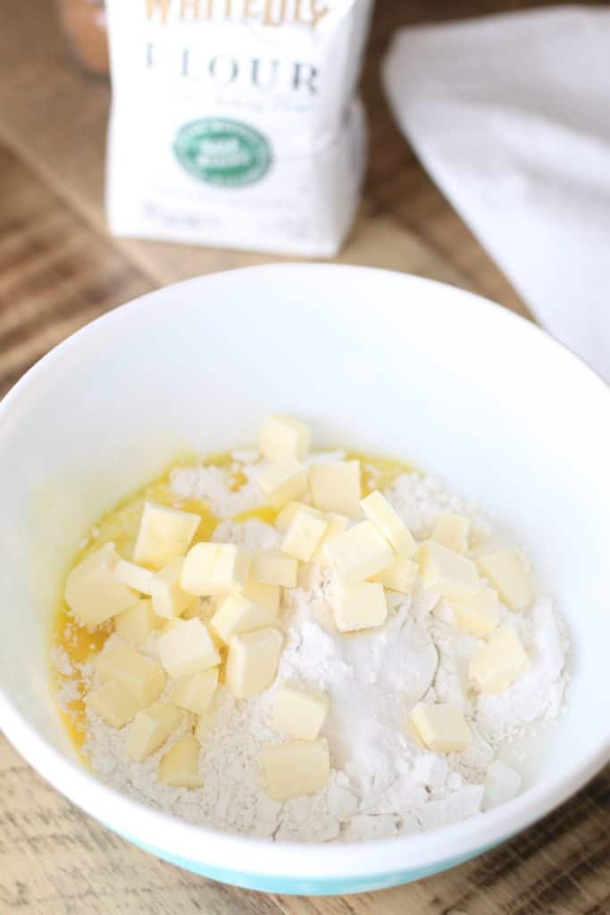 cut cold butter into self rising flour