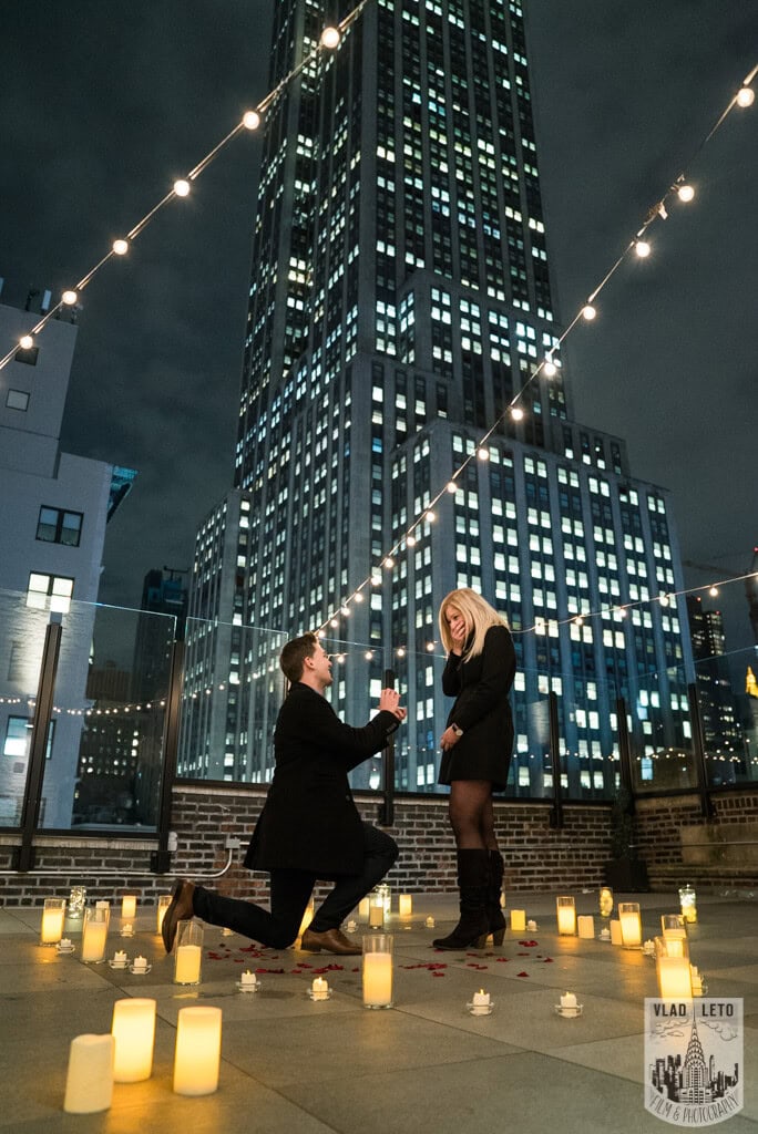 Private Rooftop Proposal with Empire State Building view