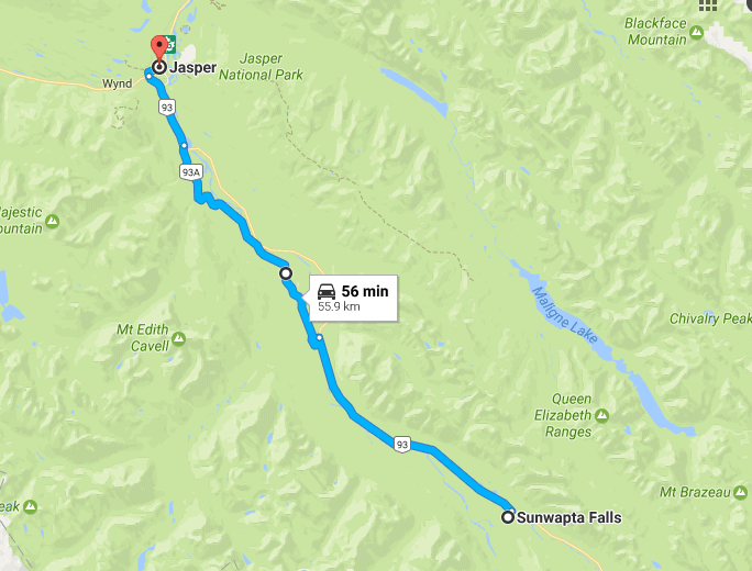 Sunwapta falls to Jasper National park