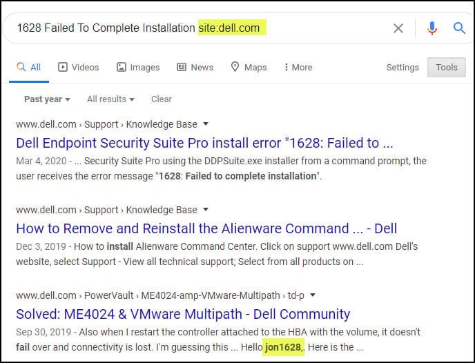 Added site: qualifier to Google search.
