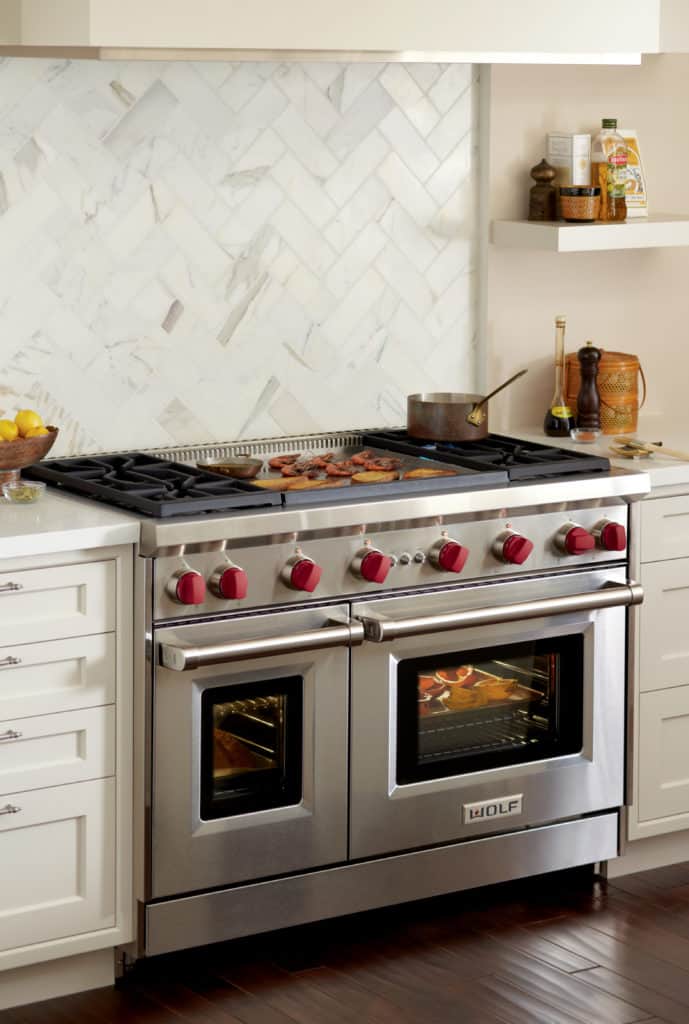 image of the Wolf GR464DG installed in a kitchen