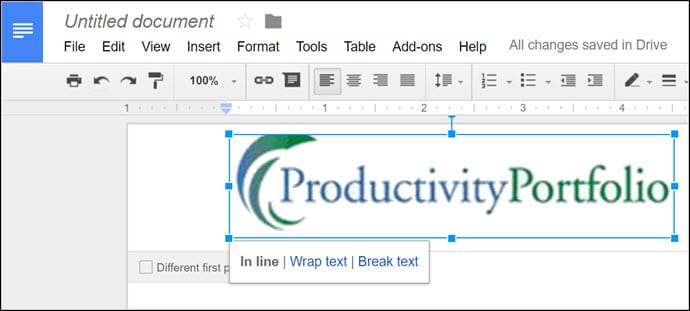 Logo in header area