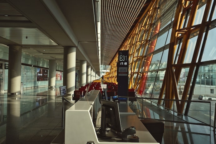 Coronavirus Travel Restrictions Advice Ireland - an empty Dublin Airport.