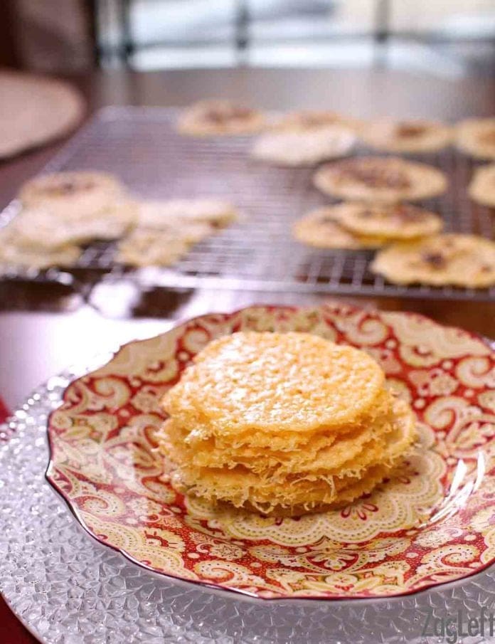 Parmesan Cheese Crisps on a baking sheet | one dish kitchen