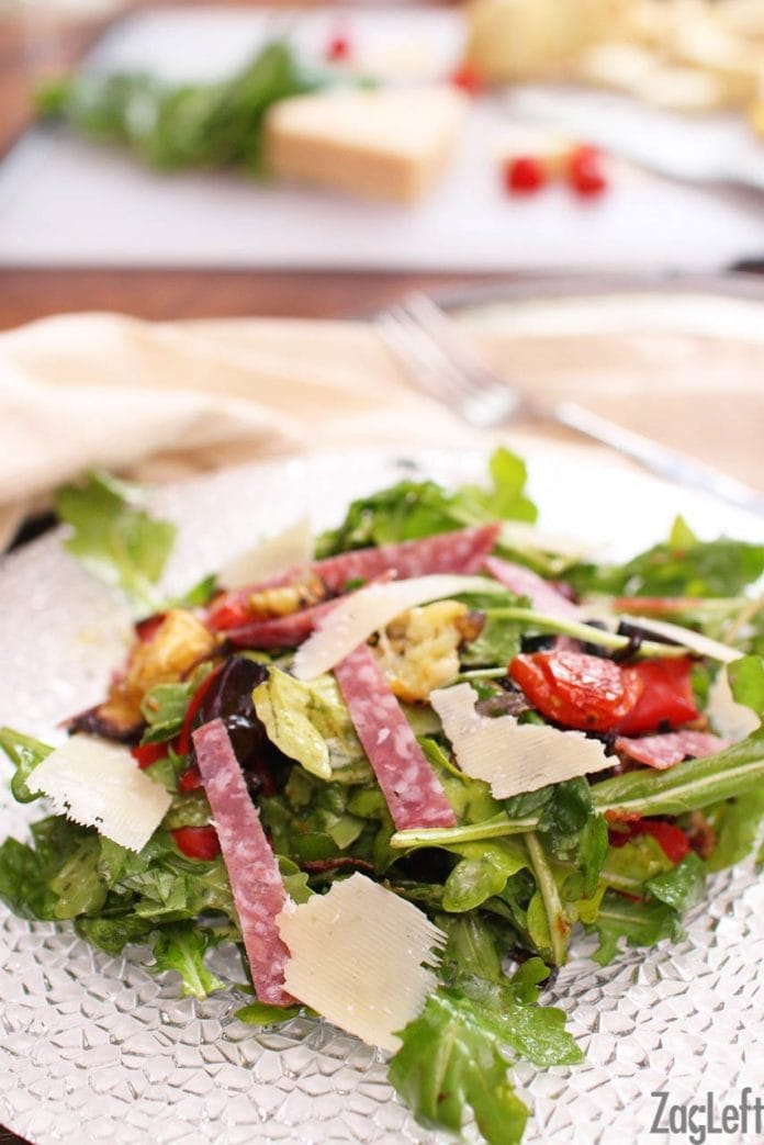 antipasto salad made with spinach | one dish kitchen