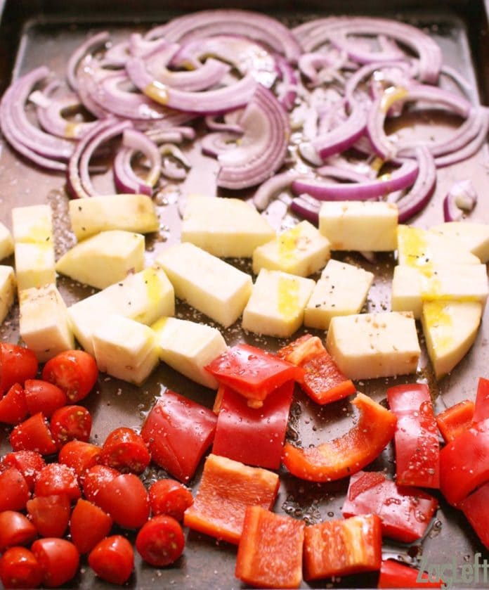 roasted vegetables for antipasto salad | one dish kitchen