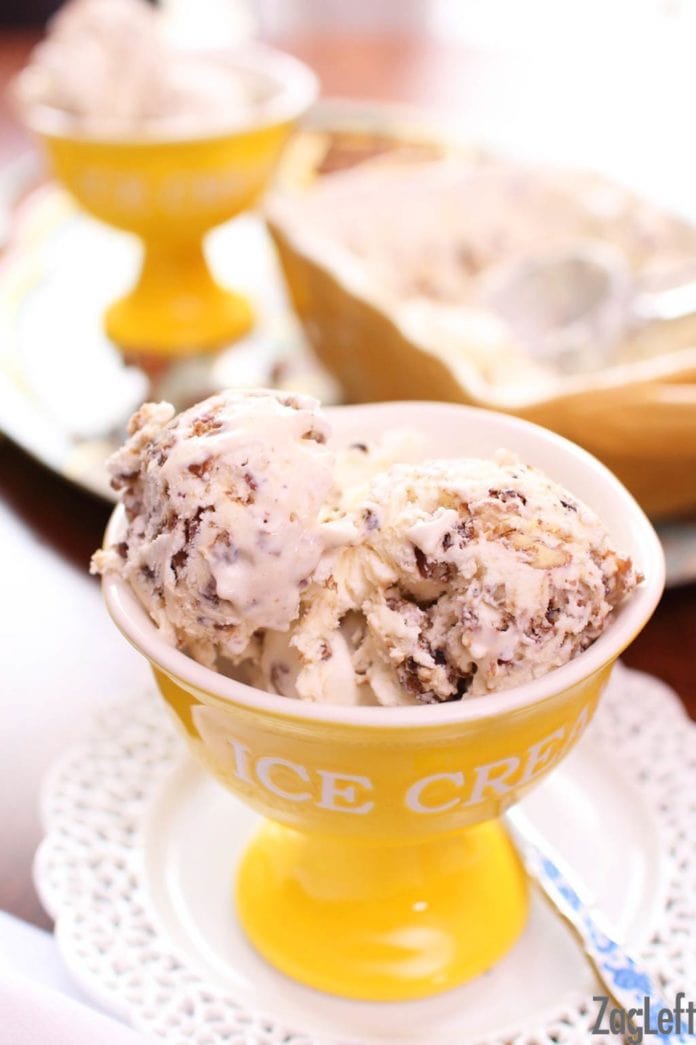 bowl of butter pecan ice cream